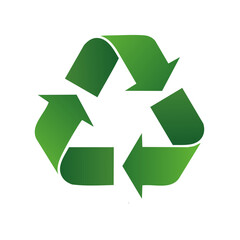 Obraz premium Green recycling symbol with three arrows in a circular pattern isolated on white background
