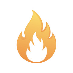 Vibrant Orange Flame Icon Burning with Gradient Effect Energy Element Heat Warning Symbol Fire Safety Sign
