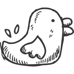 Hand Drawn Sketch Of A Cute Baby Bird With Water Splashes On Transparent Background Simple Doodle Art