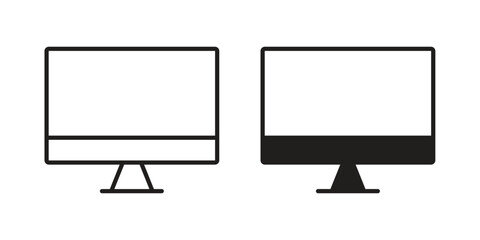Computer icon. Monochrome simple icons for templates, web design