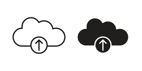 Cloud upload icon. Monochrome simple icons for templates, web design