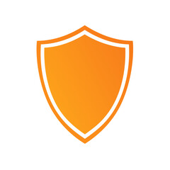 Orange shield with white outline, simple design, protection symbol, gradient effect