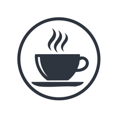 Obraz premium Steaming Coffee or Tea Cup Icon in Circle Vector Graphic Illustration