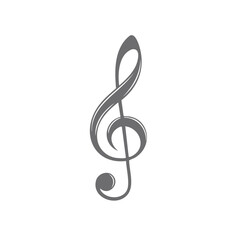 Fototapeta premium Elegant Gray Treble Clef on White Background for Music Symbol Design Projects