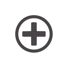 Obraz premium Simple gray plus sign symbol inside a circle for add more or zoom in functions