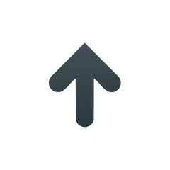 Simple dark grey pointer arrow upwards illustration, pointing, directions concept, white background