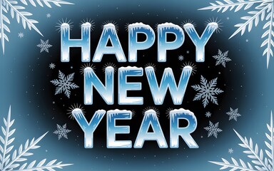 Happy New Year Festive Holiday Greeting Winter Season Celebration Design