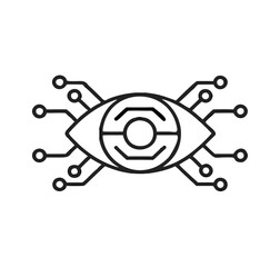 artificial intelligence icon, eye with circuit board, technology business concept, vector illustration