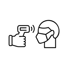 Check body temperature icon in thin line style, contactless infrared thermometer Detection virus covid-19 outbreak, vector illustration