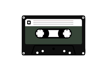 Old music cassette tape icon in flat style, isolated on white background, Retro music audio cassette, vector illustration