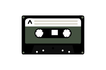 Obraz premium Old music cassette tape icon in flat style, isolated on white background, Retro music audio cassette, vector illustration