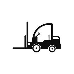 Forklift delivery truck vector icon, black isolated on white.