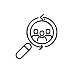 Search job vacancy icon thin line style. Loupe career symbol on white isolated background. Find people employer business concept. editable stroke vector illustration eps10