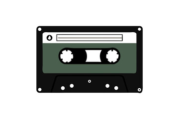 Old music cassette tape icon in flat style, isolated on white background, Retro music audio cassette, vector illustration