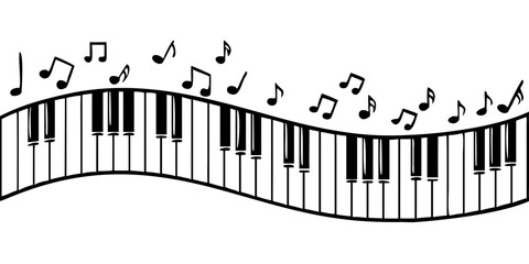 Piano keyboards with note music, vector illustrations isolated on White Background © Motin