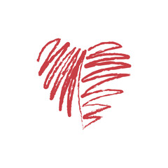 Vector illustration of a red heart, hand-drawn with a brush. Suitable for printing, cards, banners, textiles, and scrapbooking.