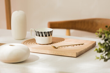 Wooden cutting board flat lay for natural product display and mockup
