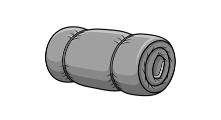 Compact Gray Rolled Sleeping Bag for Outdoor Camping.