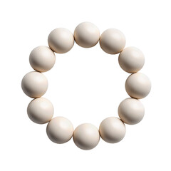 Matte white ceramic bead bracelet arranged in a loose circle, simple handcrafted jewelry design, balanced composition, isolated on transparent background.
