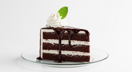 Delicious Chocolate Layer Cake with White Frosting and Fudge Drizzle