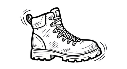 Hand-drawn illustration of a sturdy hiking boot with laces.