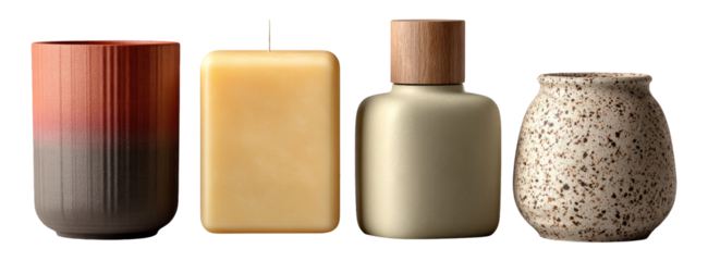 Diverse Collection of Decorative Objects on Transparent Background
