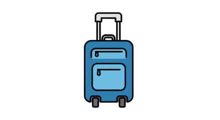 Blue Rolling Suitcase with Telescopic Handle and Multiple Pockets.