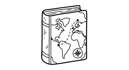 Illustrated book with world map and compass design on cover.