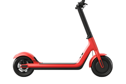 Sleek red electric scooter with black handlebars for urban commuting