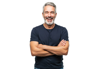 Smiling man with arms crossed isolated on transparent background