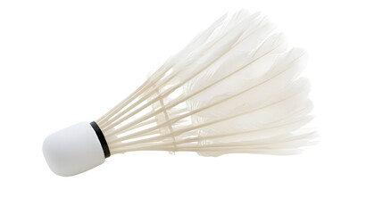 Traditional feathered shuttlecock for badminton on white background