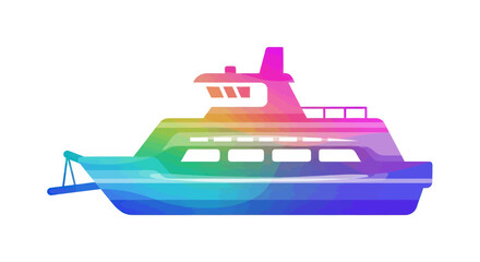 Colorful Yacht with Rainbow Gradient and Multiple Levels.
