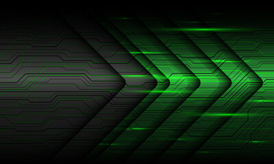 Abstract green metallic arrow direction cyber geometric design modern technology futuristic background vector