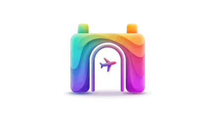 Colorful Archway with Airplane Silhouette Symbolizing Travel and Adventure.