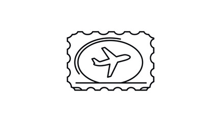 Stylized Outline of an Airplane within a Postage Stamp.
