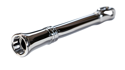 Polished chrome referee whistle on black background for sports and fitness concepts