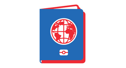 Blue Passport with Red Globe Emblem and Small Identification Symbol.