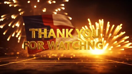 Glowing Fireworks Thank You For Watching Abstract Background 3D