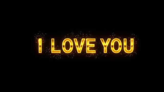 Glowing Neon I Love You Text Animation Background with Particles