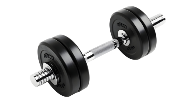 High resolution heavy duty black dumbbell for fitness training and home gym workouts