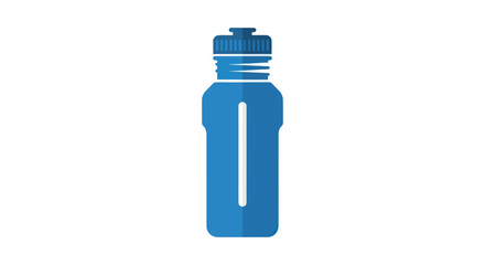 Blue Plastic Water Bottle with Cap and Vertical Stripe Design.