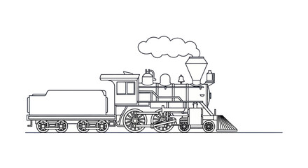 Vintage Steam Locomotive with Tender Emitting Smoke.