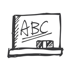 Hand Drawn Sketch of an ABC Blackboard With Chalk and Eraser on a Transparent Background