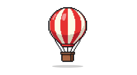 Obraz premium Pixel Art Hot Air Balloon with Red and White Stripes.