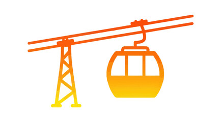 Orange ski lift gondola suspended from cables on a tower. © Rizal