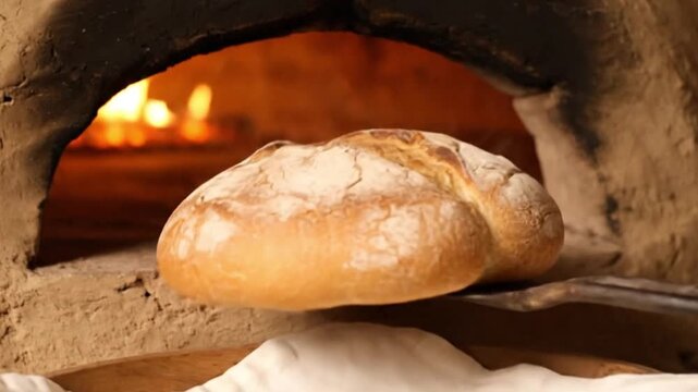 Taking Traditional Bread Khubz from oven