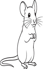 Simple black and white illustration of a mouse with long tail on white background – stock vector icon in line style