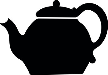 solid black silhouette of a classic teapot