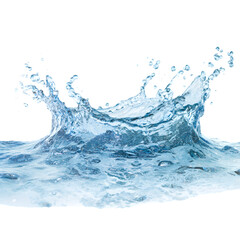Refreshing Blue Water Wave Splash, Perfectly Isolated on White Background, PNG