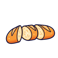 Cute Handdrawn Bread Sliced Loaf of Artisan Bakery Food